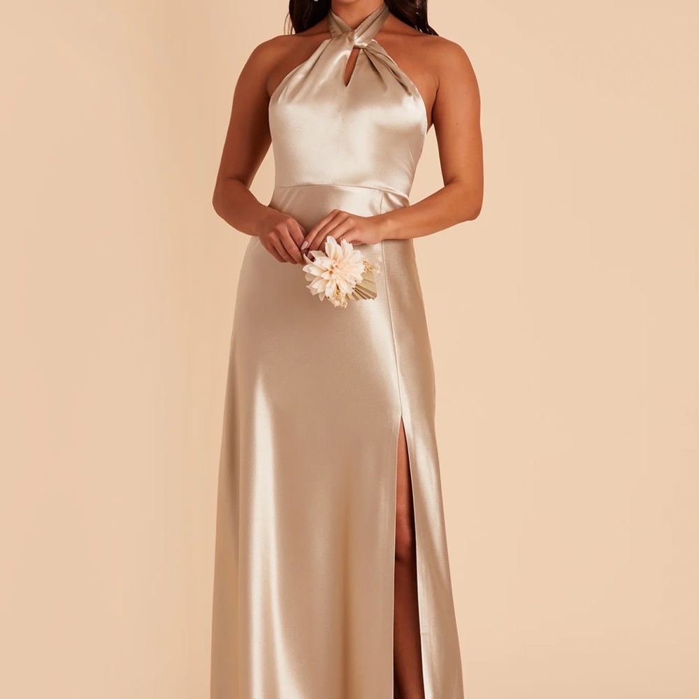 Birdy Grey - Monica Shiny Satin Dress - Neutral Champagne
